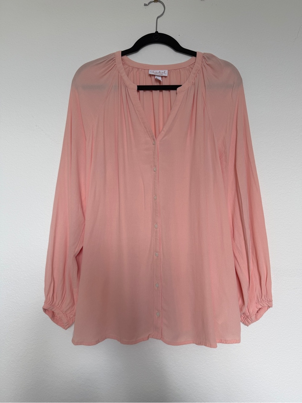 Ingrid & Isabel Soft Blush Pink Button-Down Peasant Top